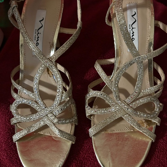 Nina Shoes - Nina Gold Strappy Heels Elegant Designs